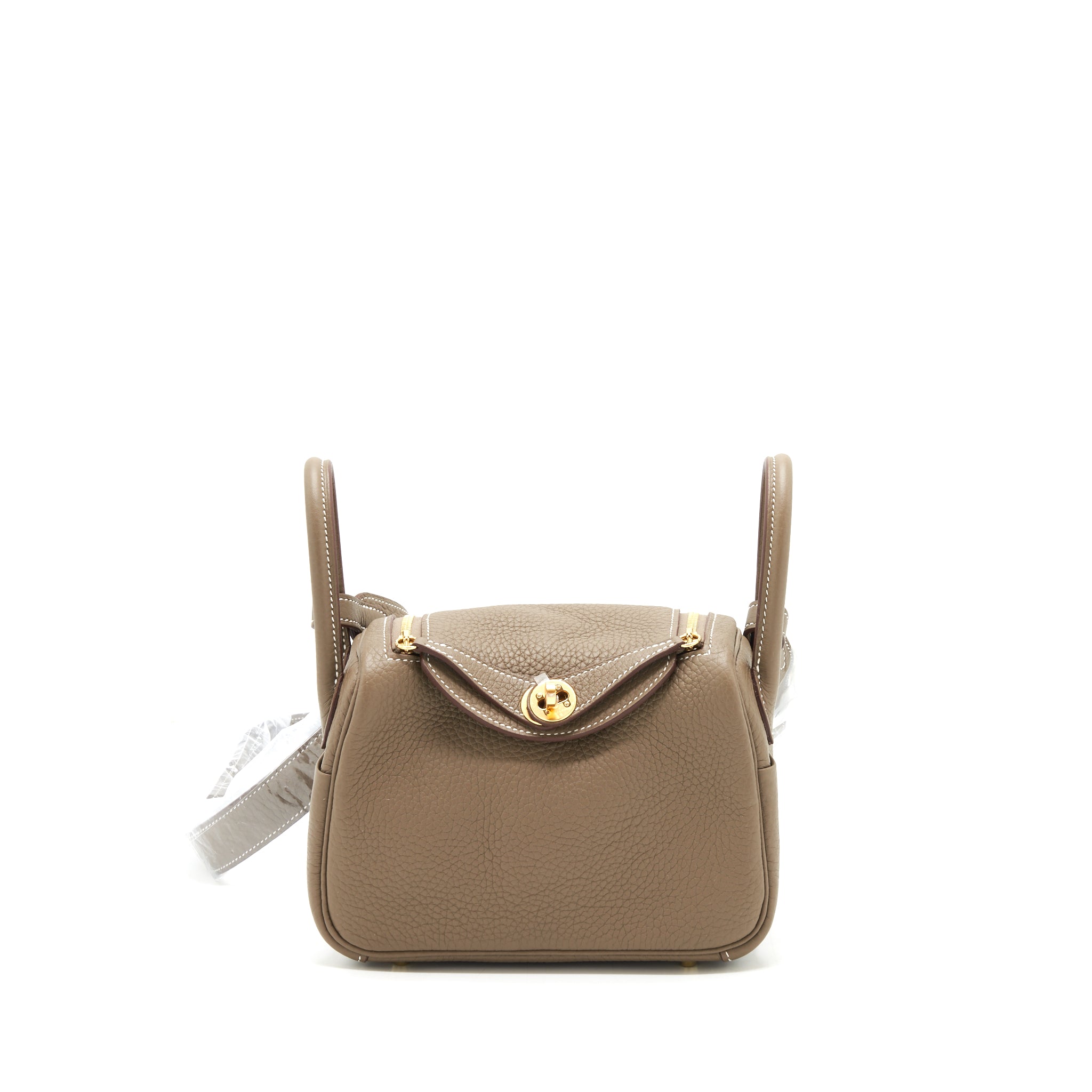Hermes mini Lindy clemence Etoupe GHW stamp Z