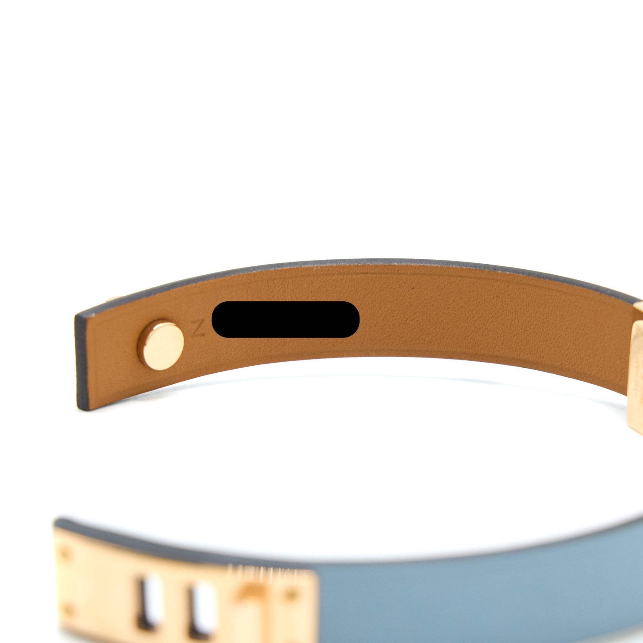 Hermes Size T2 As De Coeur Bracelet Swift Blue Lin Rose Gold Tone - Image 4