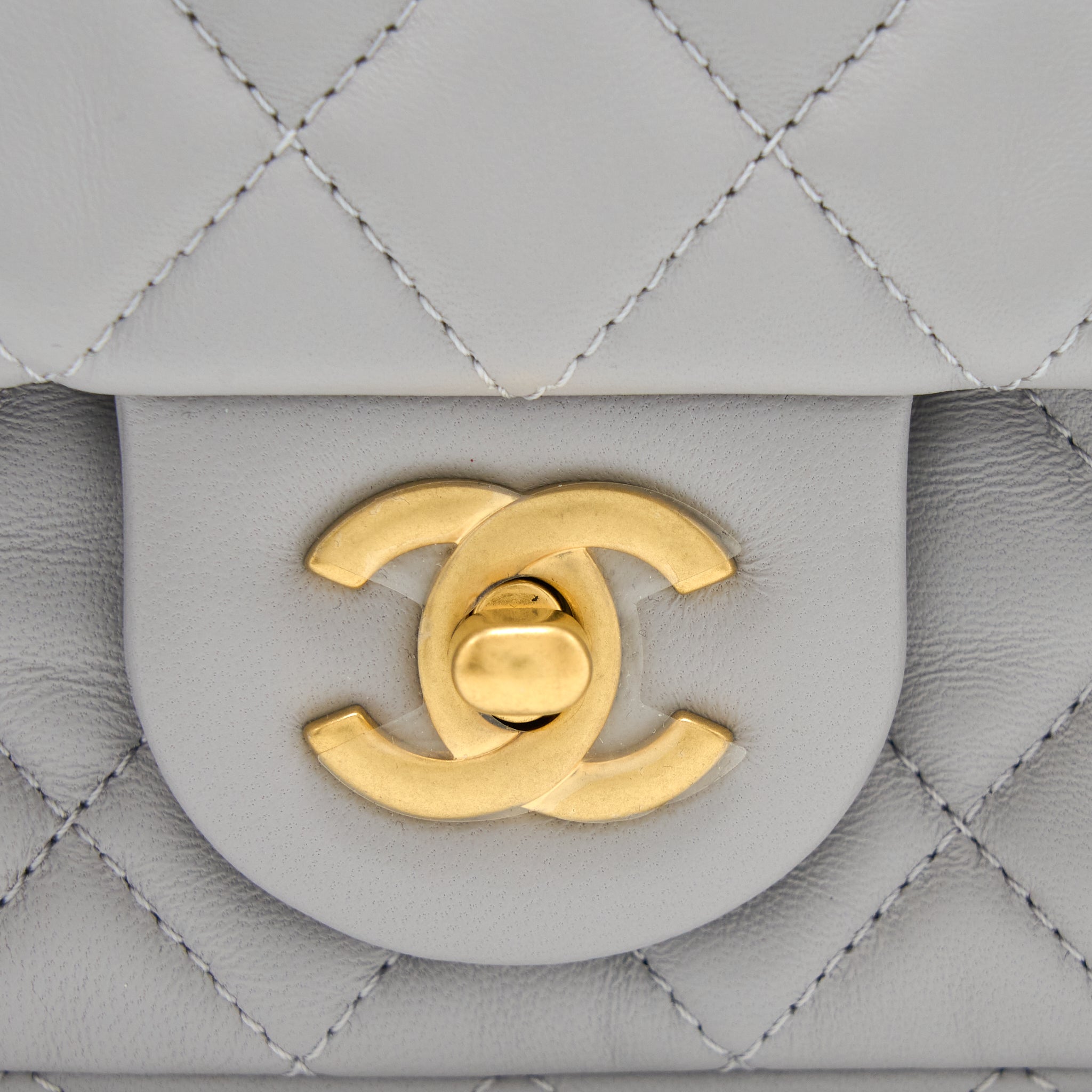 Chanel Pearl Crush Mini Rectangular Flap Bag Lambskin Light Grey Brushed GHW (Microchip) - Image 7