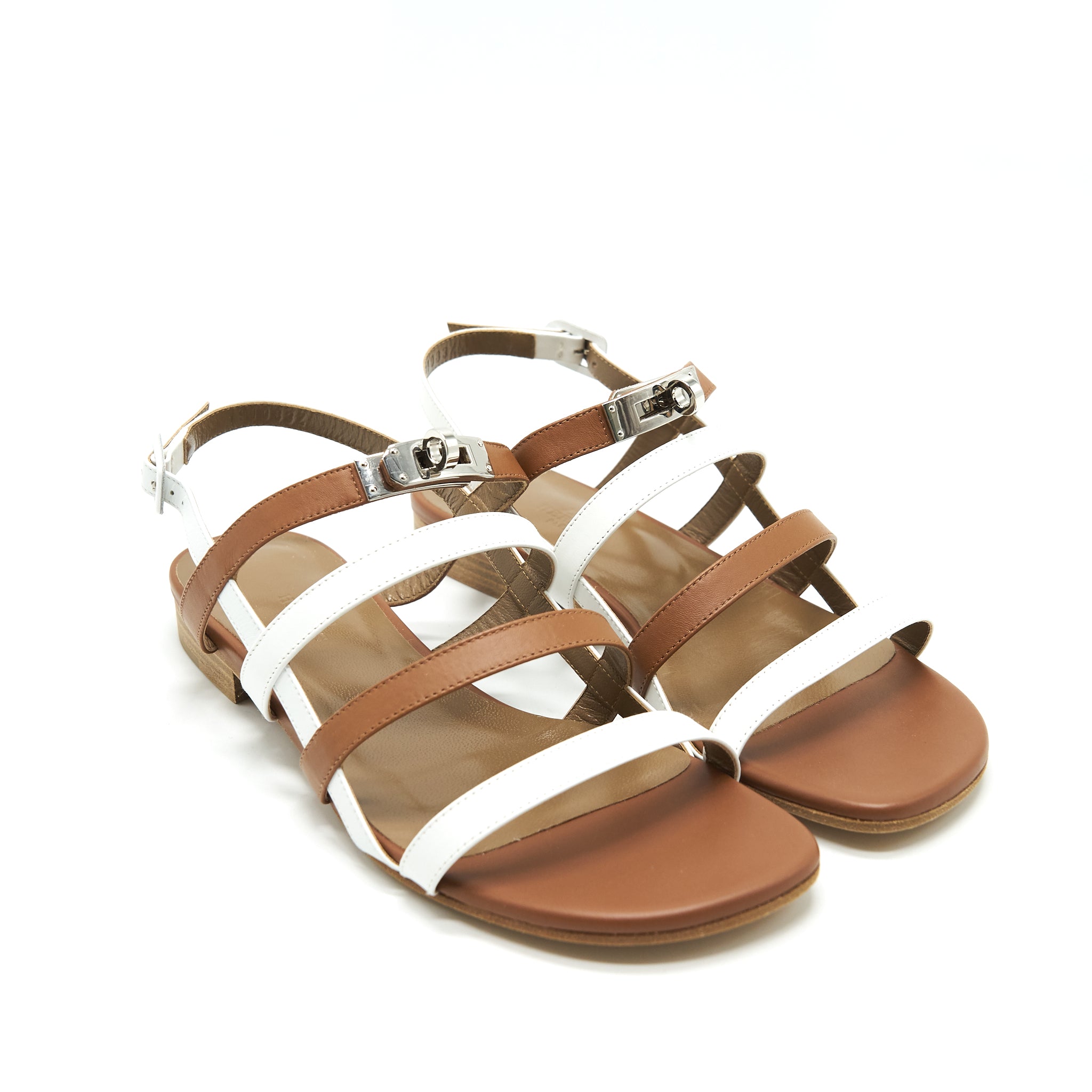 Hermes Sandal White and Gold size 39