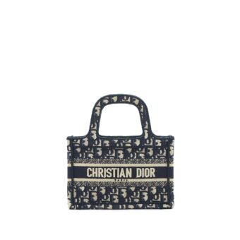 Dior mini book Tote Bag in blue Oblique