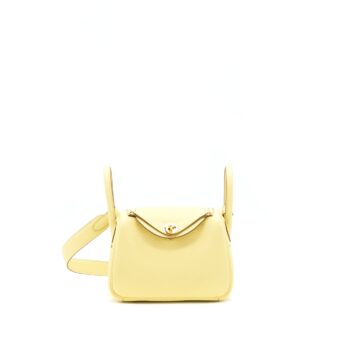 Hermes Mini Lindy Clemence Z1 Jaune Poussin GHW Stamp Z