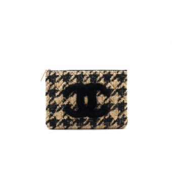 Chanel Tweed CC Logo Pouch Beige/Black