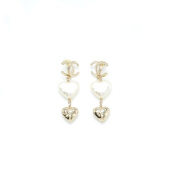 Chanel CC Logo and Heart drop Earring