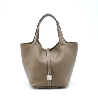 Hermes Picotin 22 Lock Bag Clemence Etoupe SHW Stamp Z