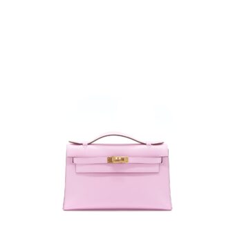 Hermes Kelly Pochette Swift X9 Mauve Sylvestre RGHW Stamp Z