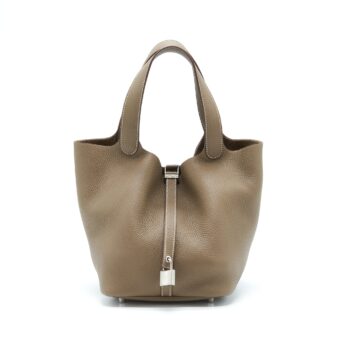 Hermes Picotin 22 Lock Bag Clemence Etoupe SHW Stamp Z