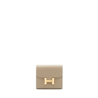 Hermes Constance Compact Wallet Evercolor M8 Gris Ashpite RGHW Stamp C