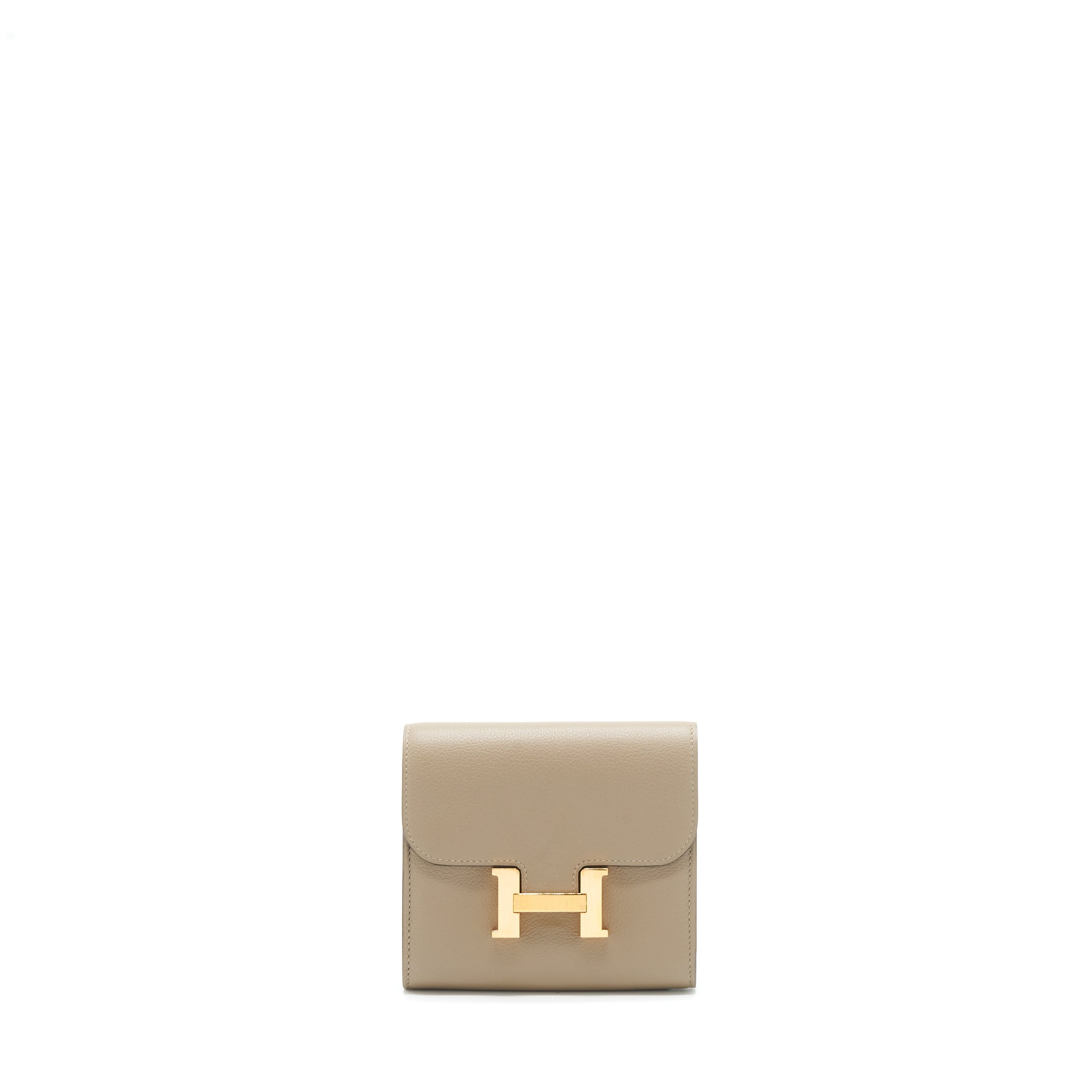 Hermes Constance Compact Wallet Evercolor M8 Gris Ashpite RGHW Stamp C