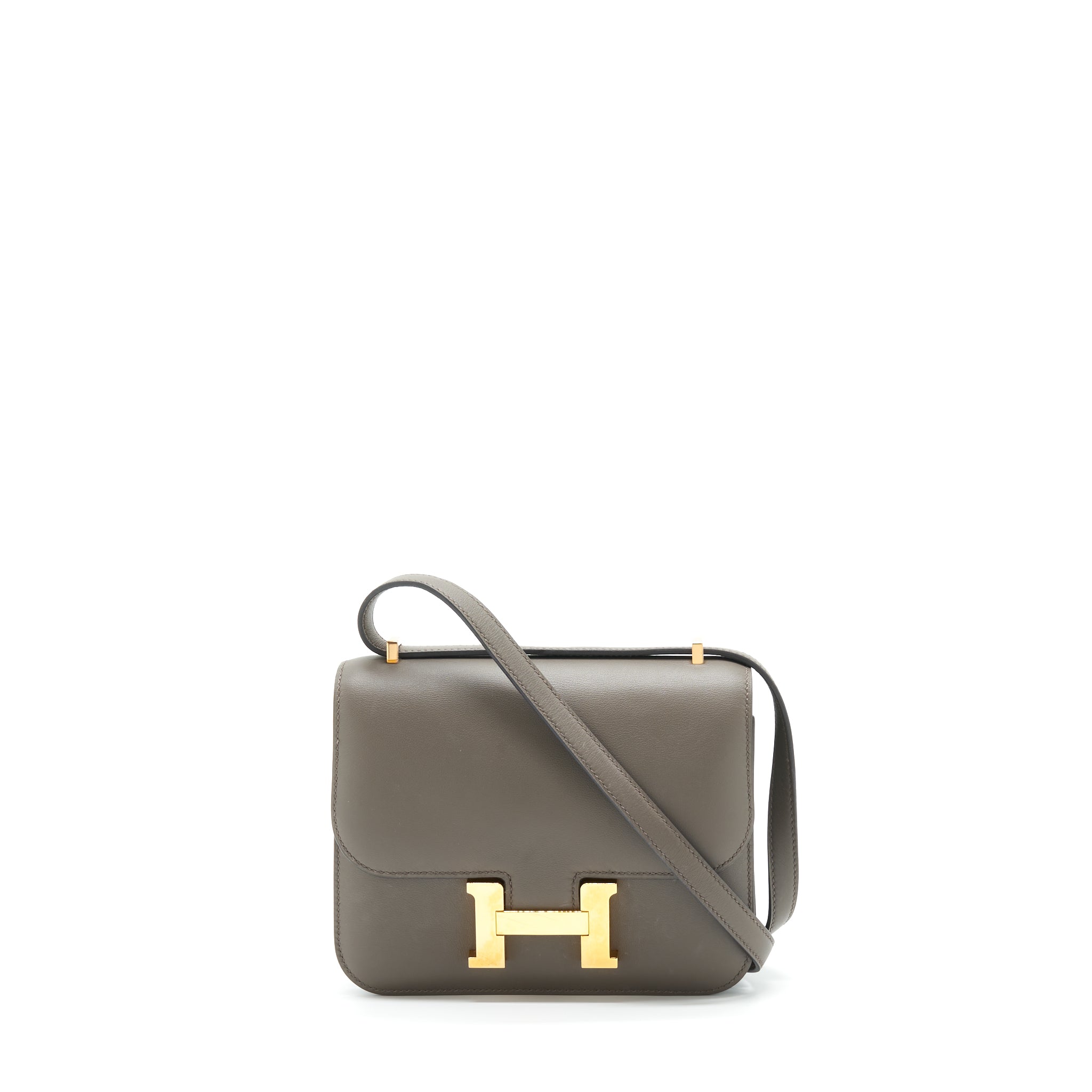 Hermes Mini Constance Swift 8F Gris Etain RGHW Stamp Y