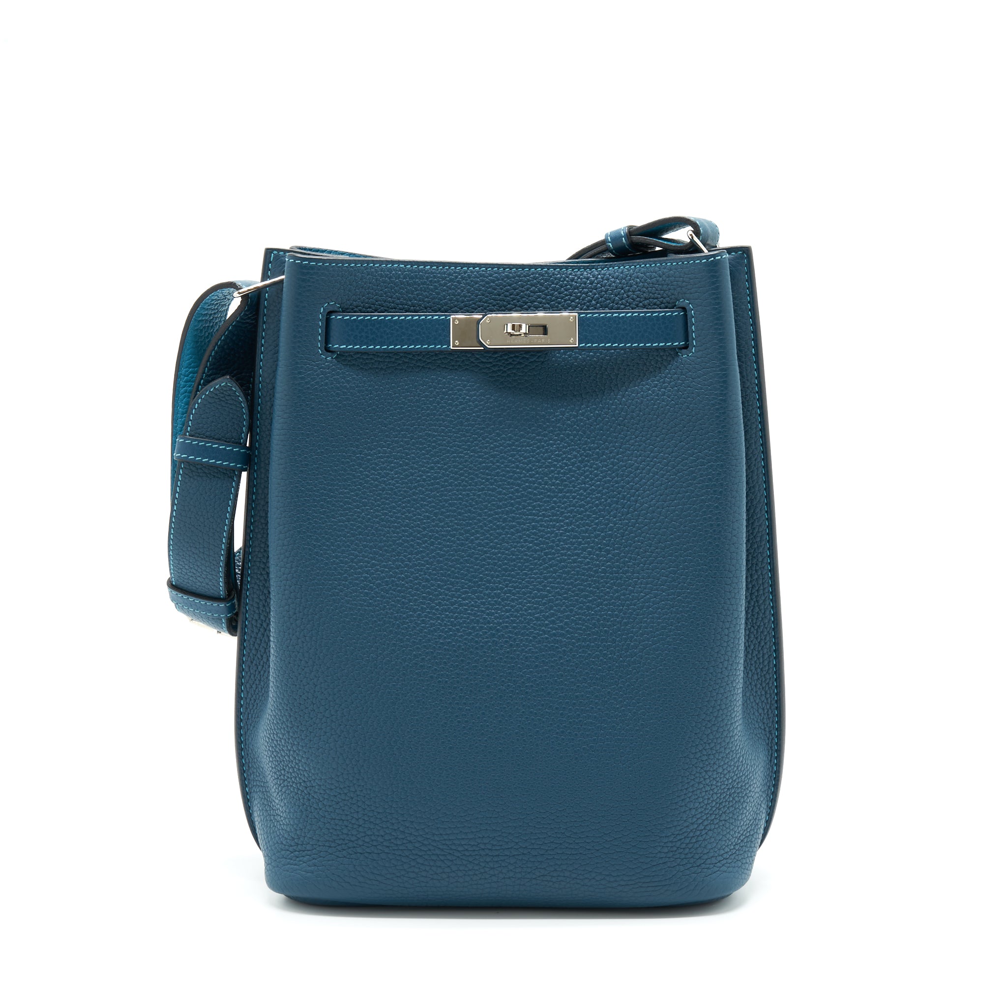 Hermes So Kelly 22 Togo Blue Colvert / Turquoise SHW Stamp T