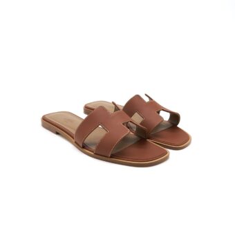 Hermes size 36.5 oran sandal Gold Veau box leather
