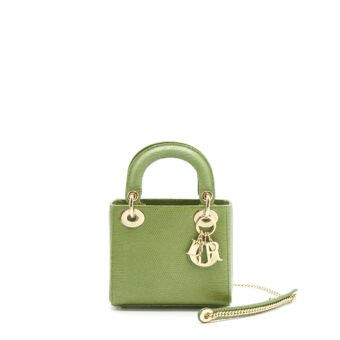 Dior Mini Lady Dior Lizard Light Green SHW