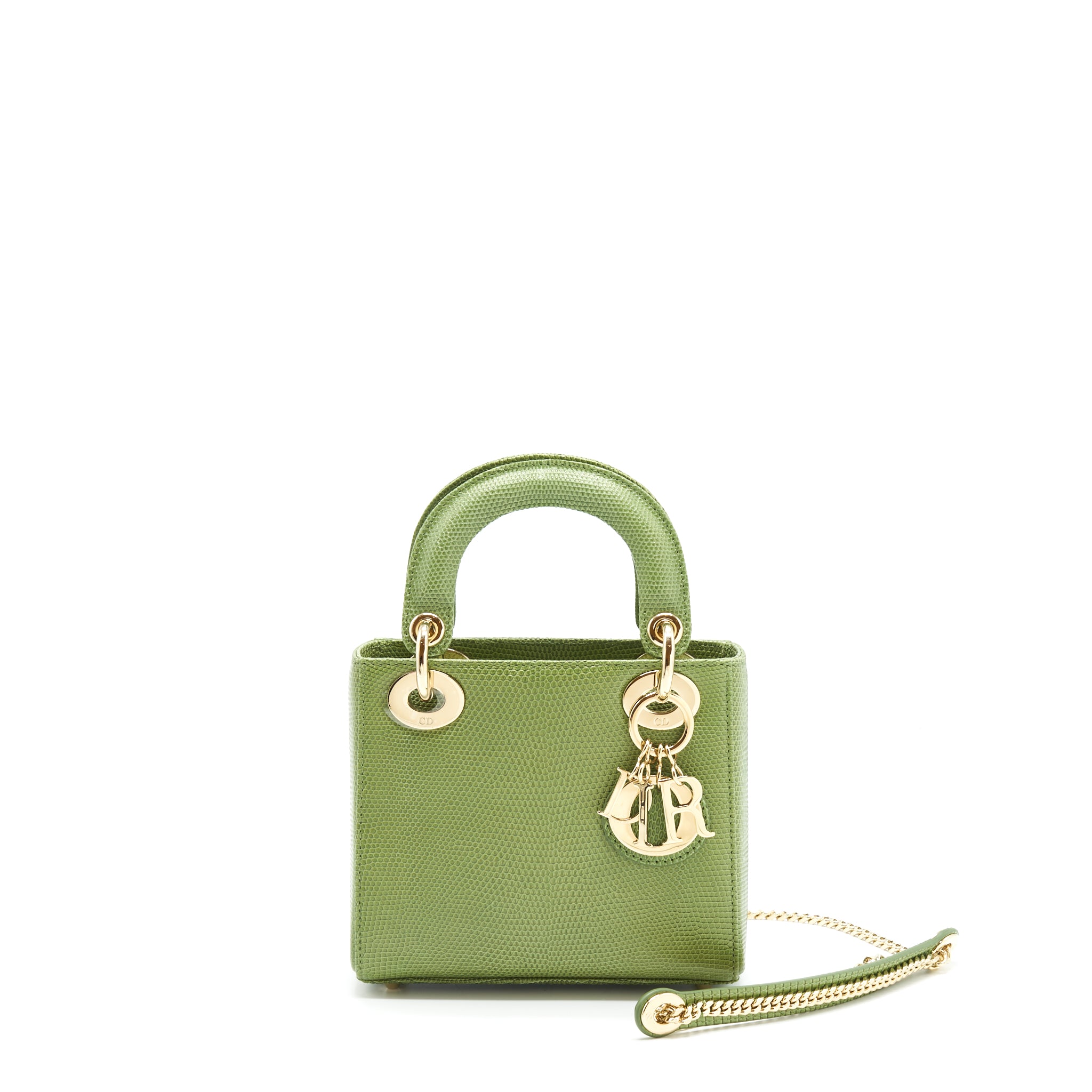 Dior Mini Lady Dior Lizard Light Green SHW
