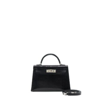 Hermes Mini Kelly 20cm Lizard Black SHW