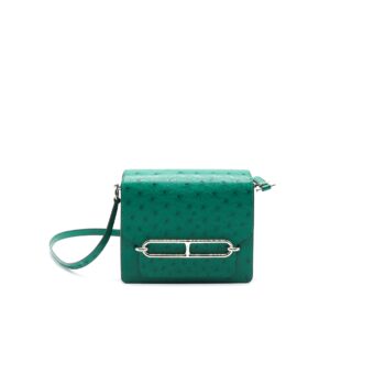 Hermes Ostrich Mini Roulis Green SHW