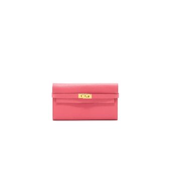 Hermes Kelly Long Wallet Rose Lipstick GHW