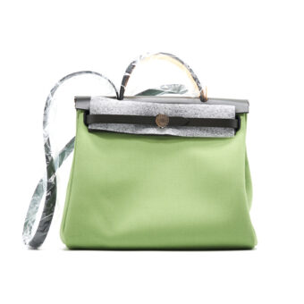 Hermes Herbag 31 Vert Criquet Toile PHW