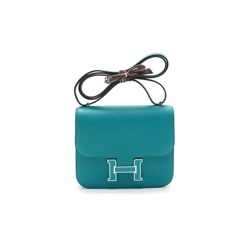 Hermès Mini Constance 18 7F Blue Paon & 1K Menthe with Enamel Hardware