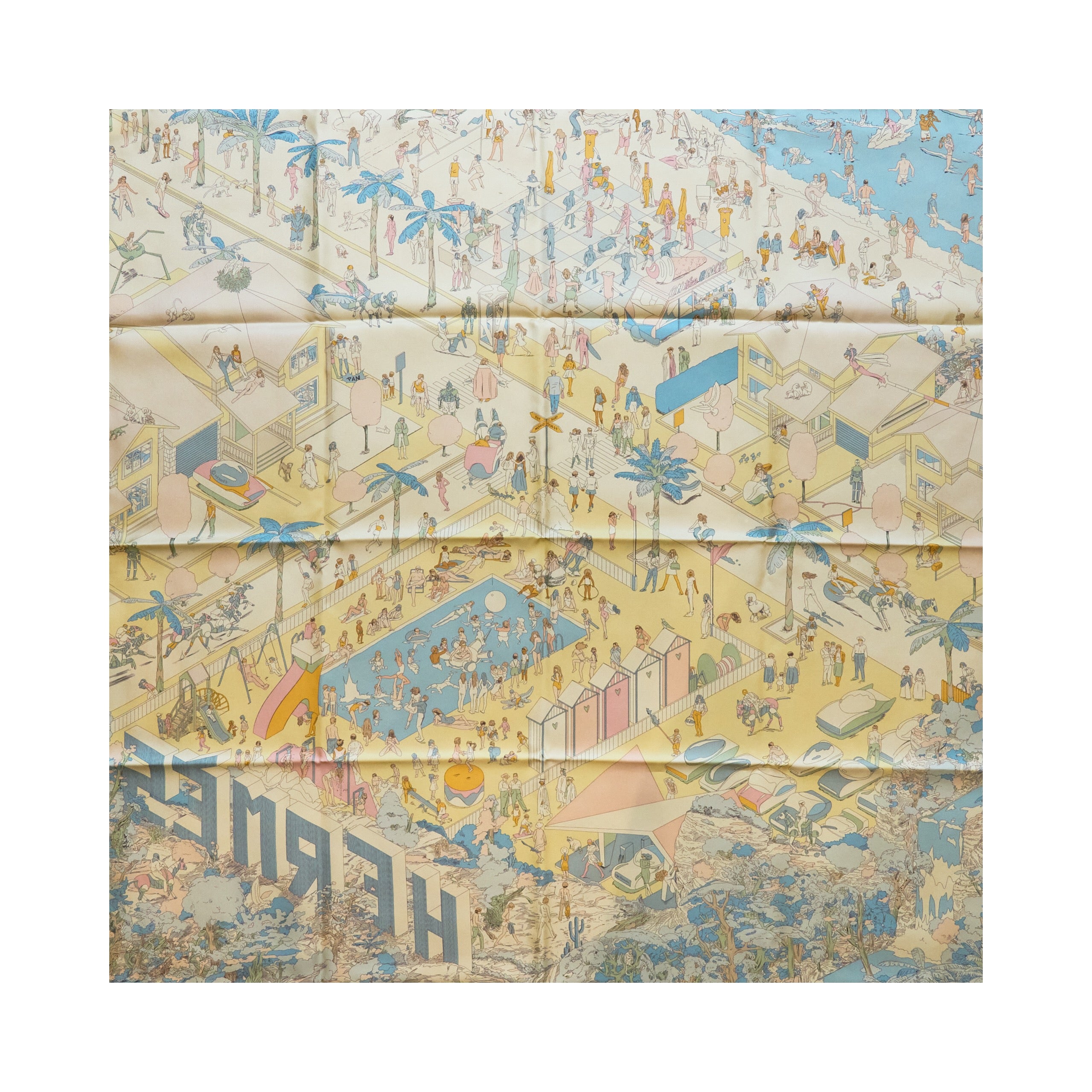 Hermes 90cm Silk Scarf On The Beach Multicolour