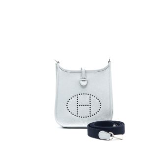 Hermes Mini Evelyne Blue Pale SHW
