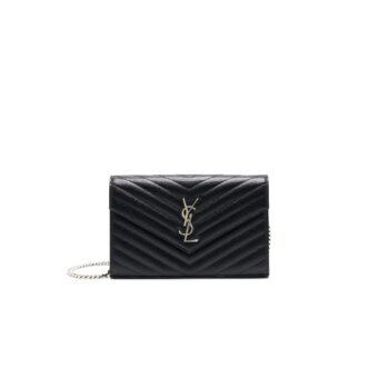 Saint Laurent Envelope Chain Wallet Black SHW