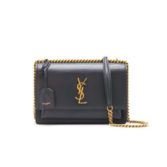 Saint Laurent Sunset Medium Chain Shoulder Bag in Dark Smog Color GHW