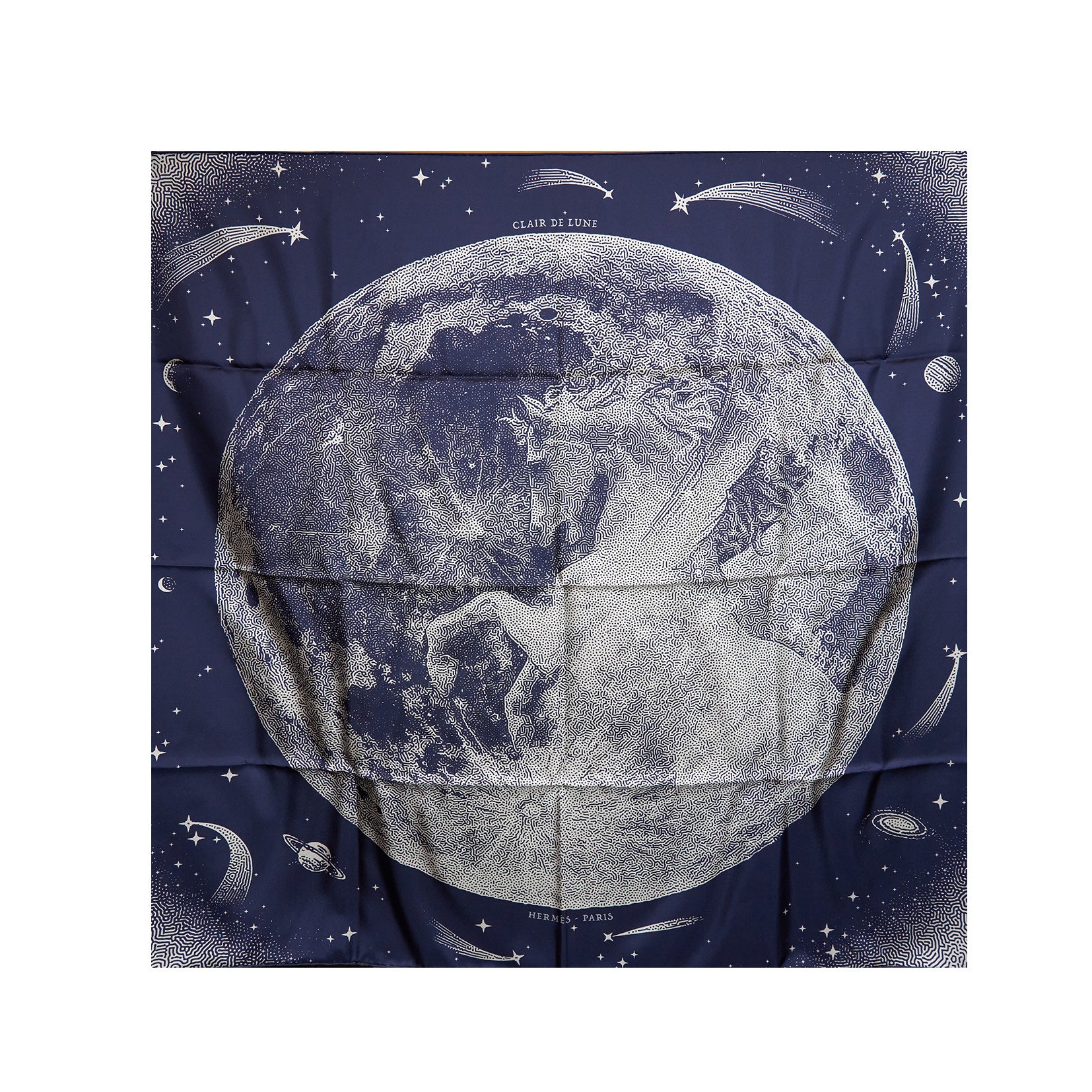 Hermes 90×90cm Silk Scarf Carre Double Face Clair De Lune