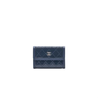 Chanel Flap Wallet Patent Leather Dark Blue Serial 20