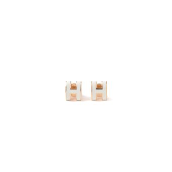 Hermes Mini Pop H Earrings White RGHW