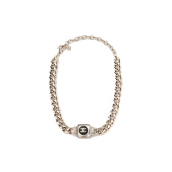 Chanel Square Stud With Crystal CC Logo Choker LGHW