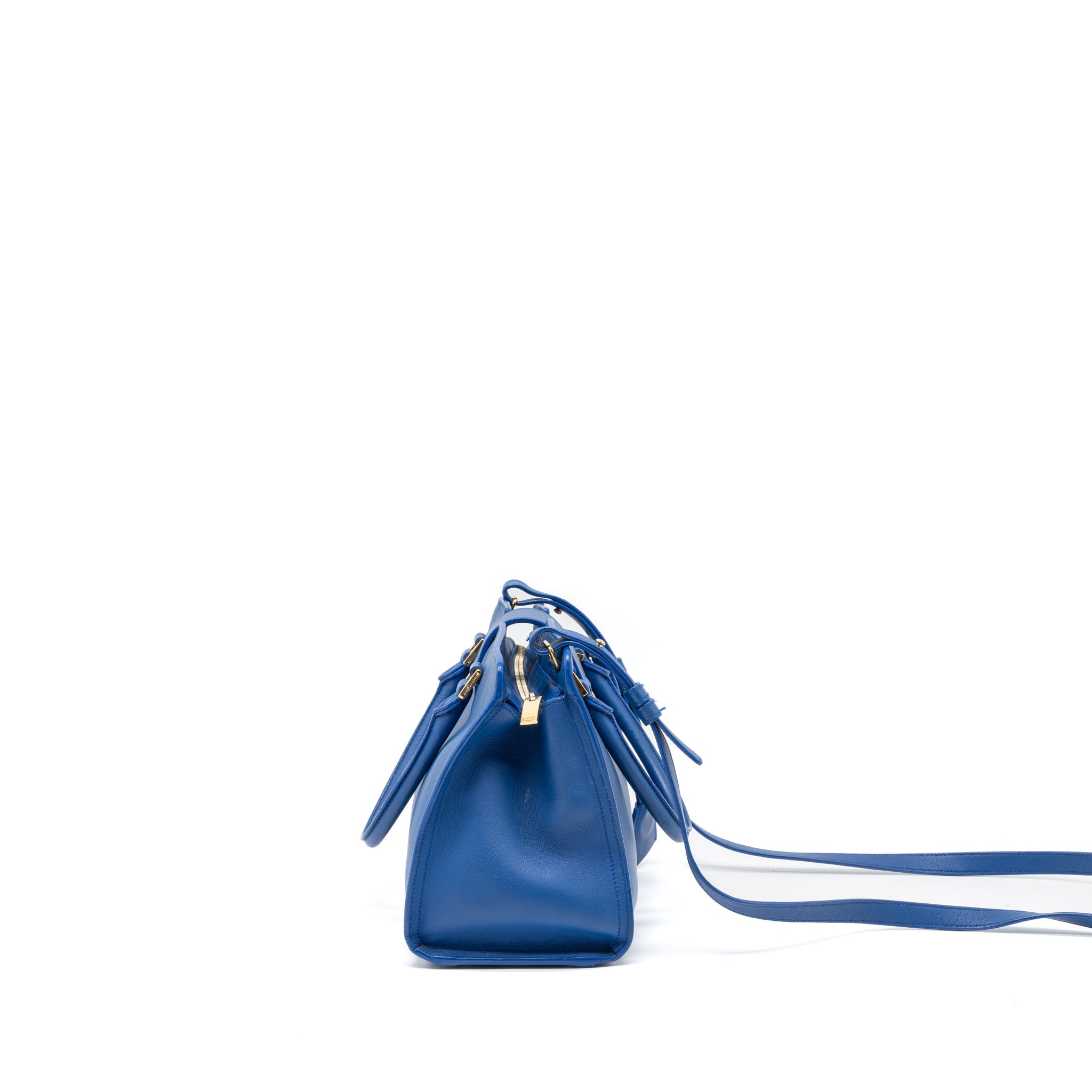 Saint Laurent Cabas Tote Bag Calfskin Blue GHW - Image 4