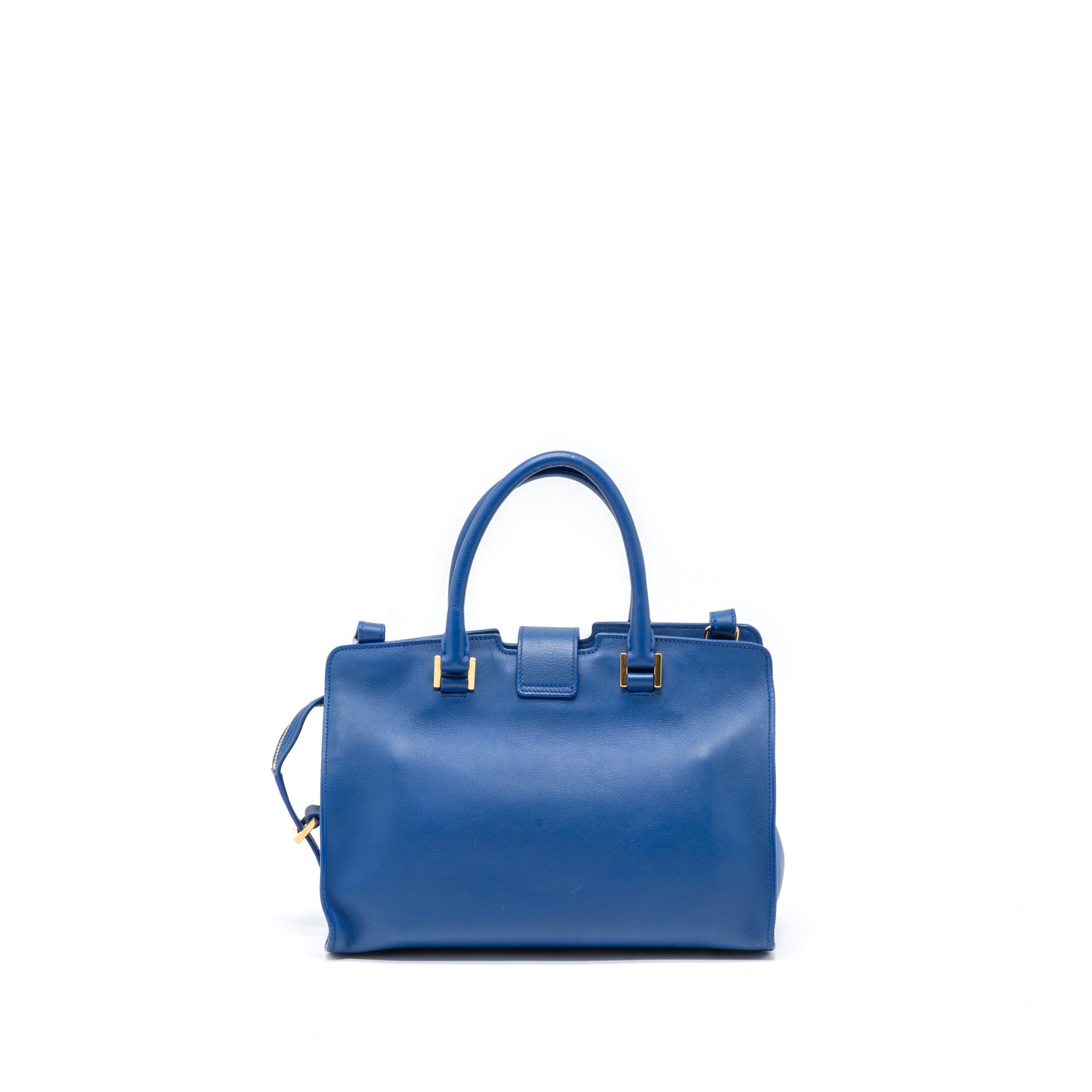 Saint Laurent Cabas Tote Bag Calfskin Blue GHW - Image 2