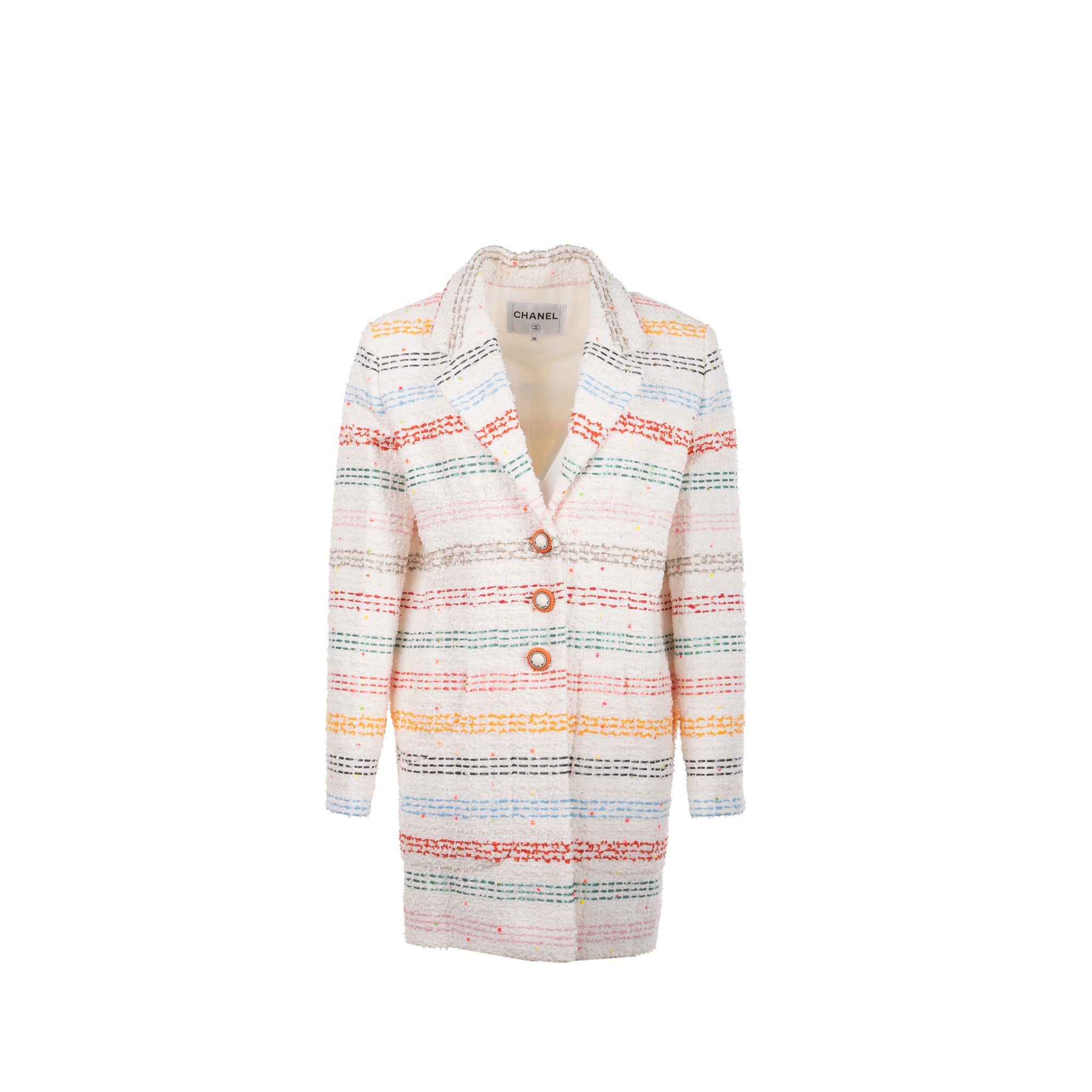 Chanel size 36 tweed jacket Cotton/polyamide/wool White/Multicolour