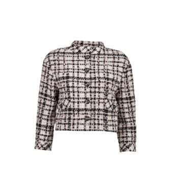 Chanel 20P Size 34 Jacket Tweed Black/White/Ecru/Pink