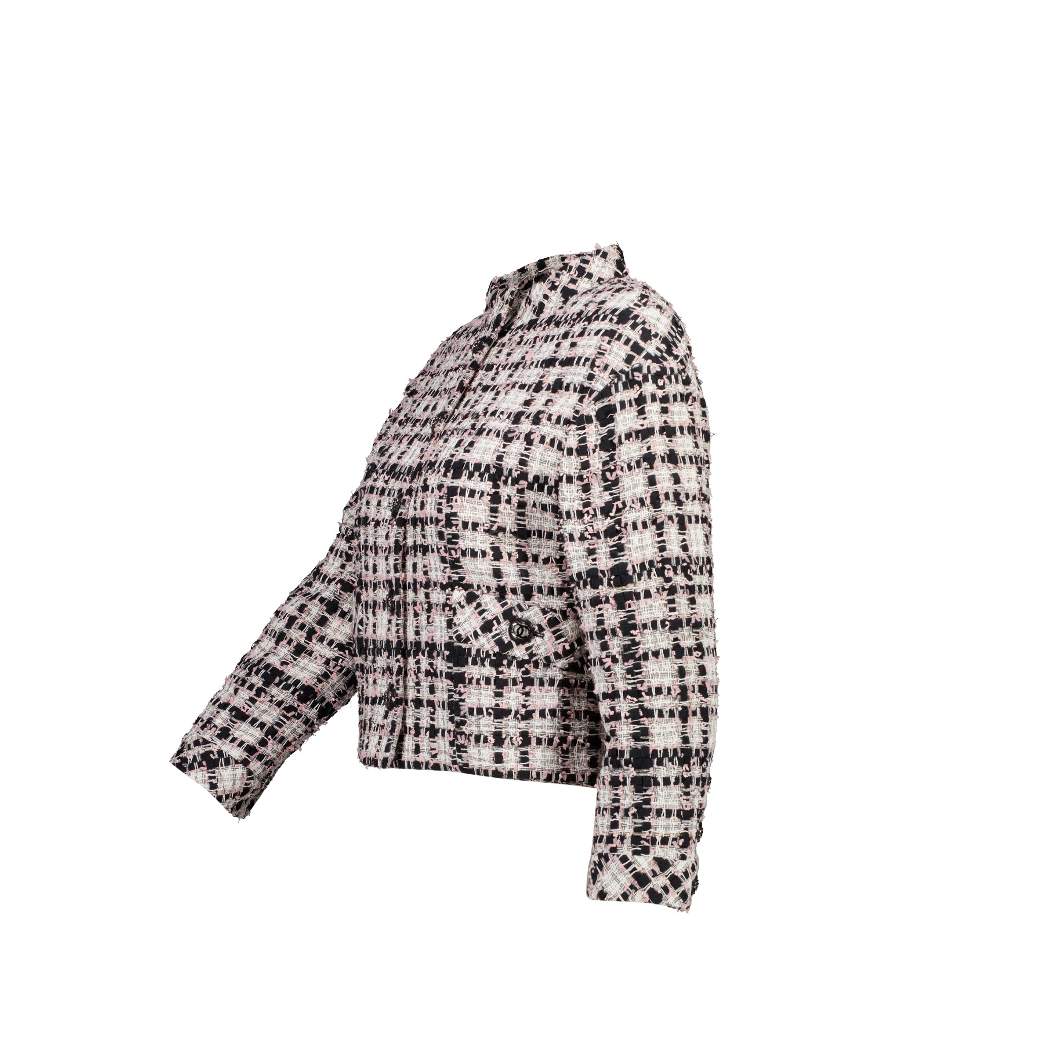 Chanel 20P Size 34 Jacket Tweed Black/White/Ecru/Pink - Image 3