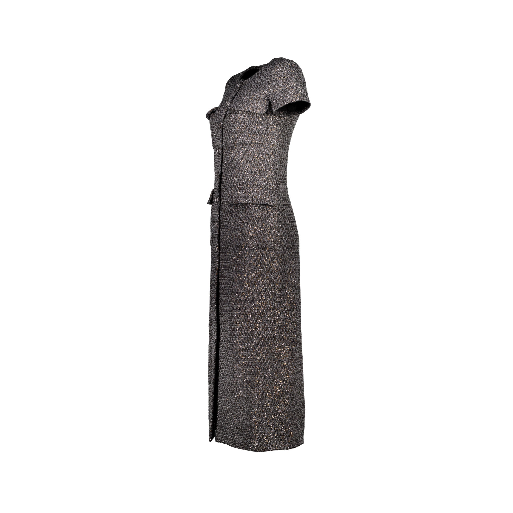 Chanel Size 34 21A Tweed Dress Polyester/Polyamide Black/Silver - Image 2