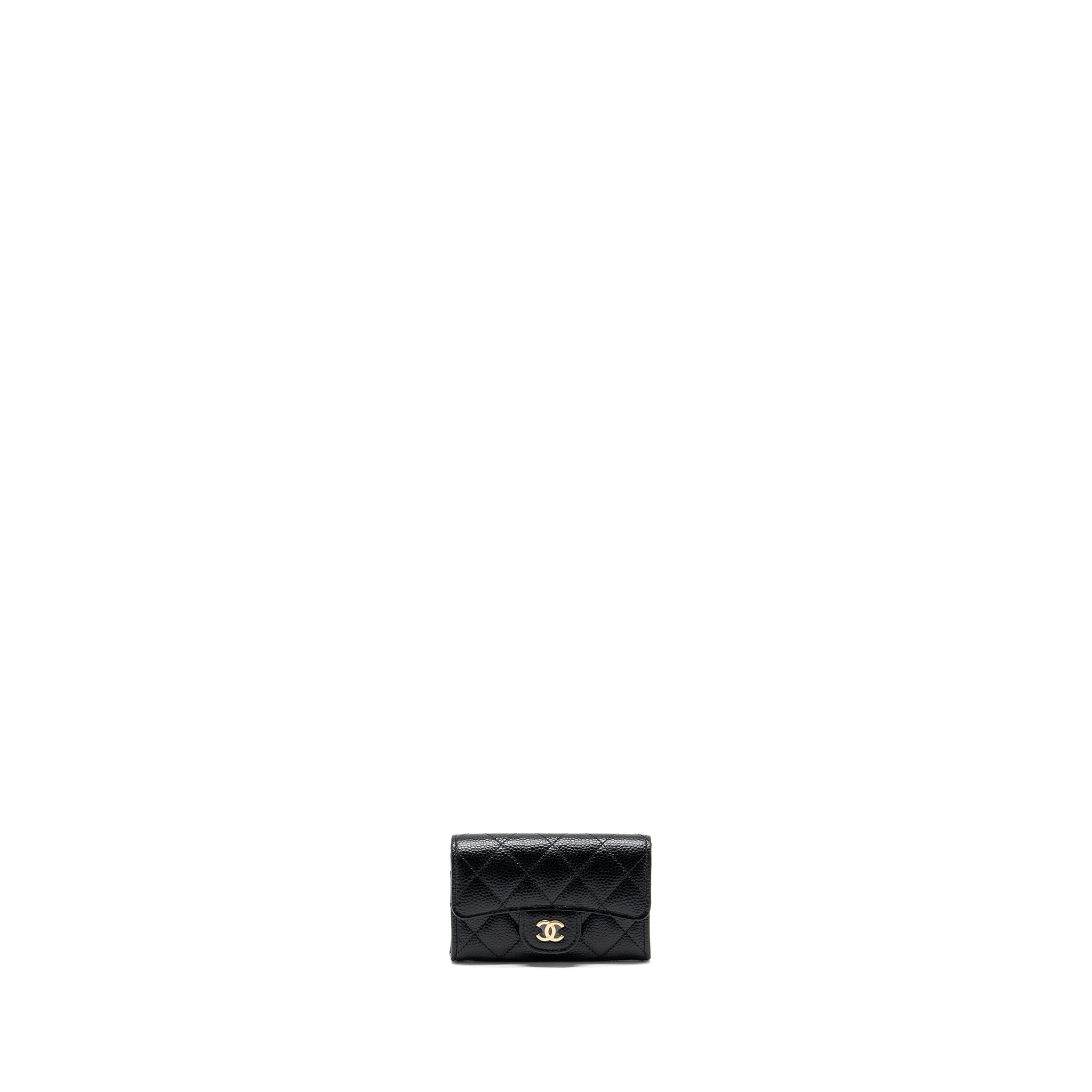 Chanel classic flap card holder caviar black GHW (microchip)