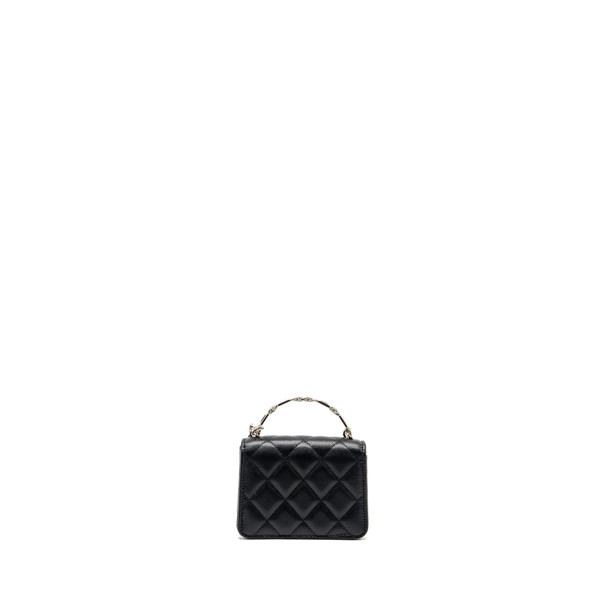 Chanel 22S coco lettering MINI flap bag with enamel top handle caviar black SHW - Image 2