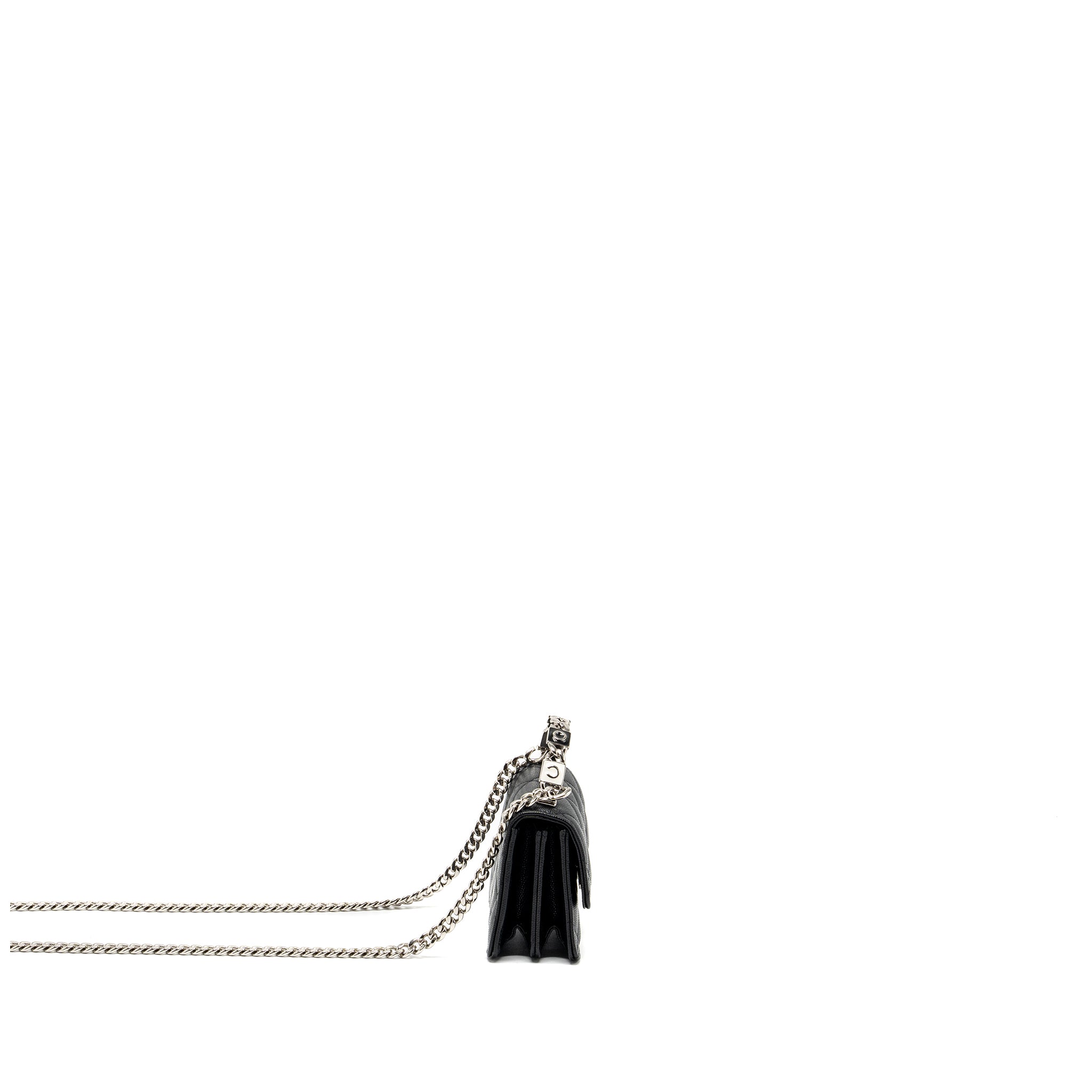 Chanel 22S coco lettering MINI flap bag with enamel top handle caviar black SHW - Image 3