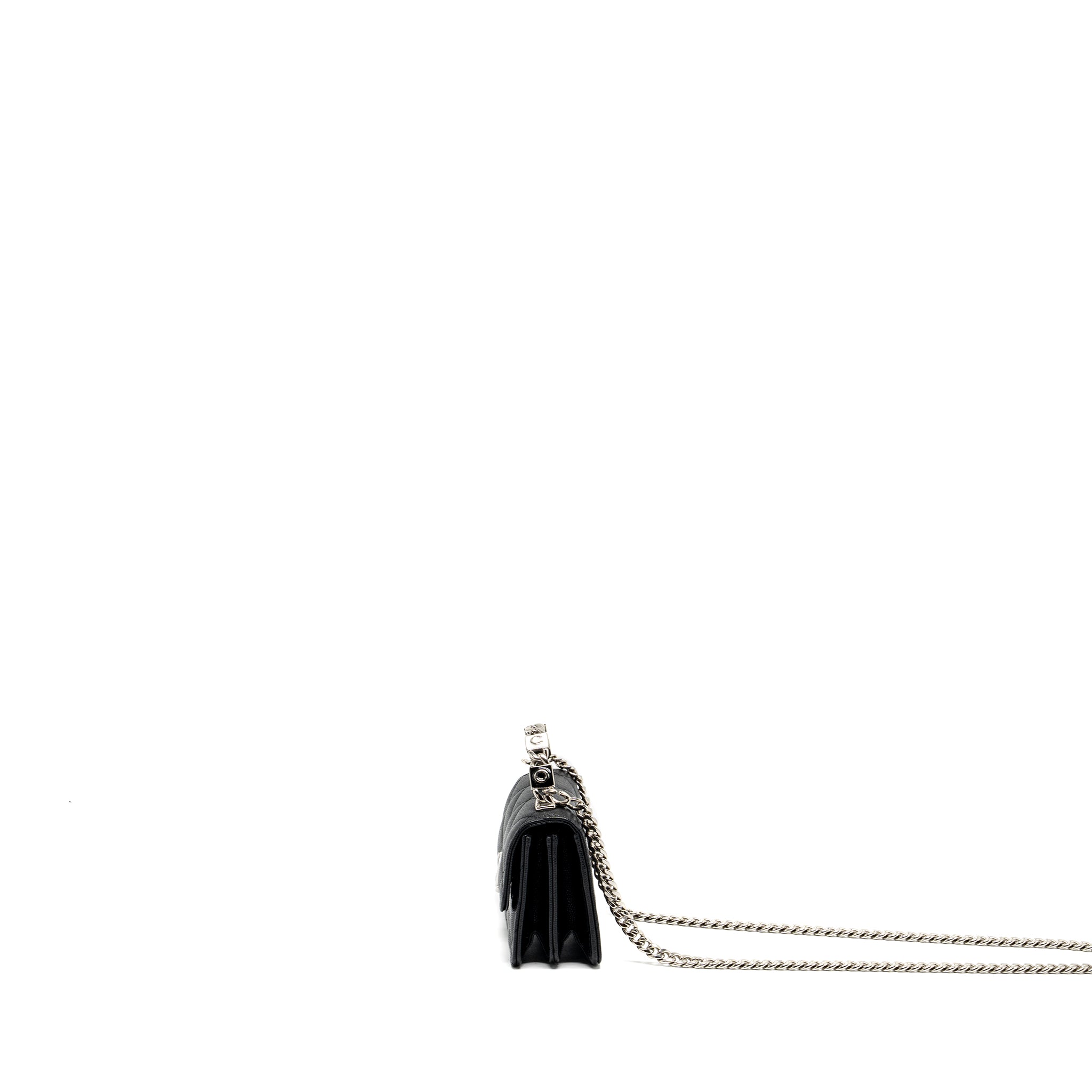 Chanel 22S coco lettering MINI flap bag with enamel top handle caviar black SHW - Image 4