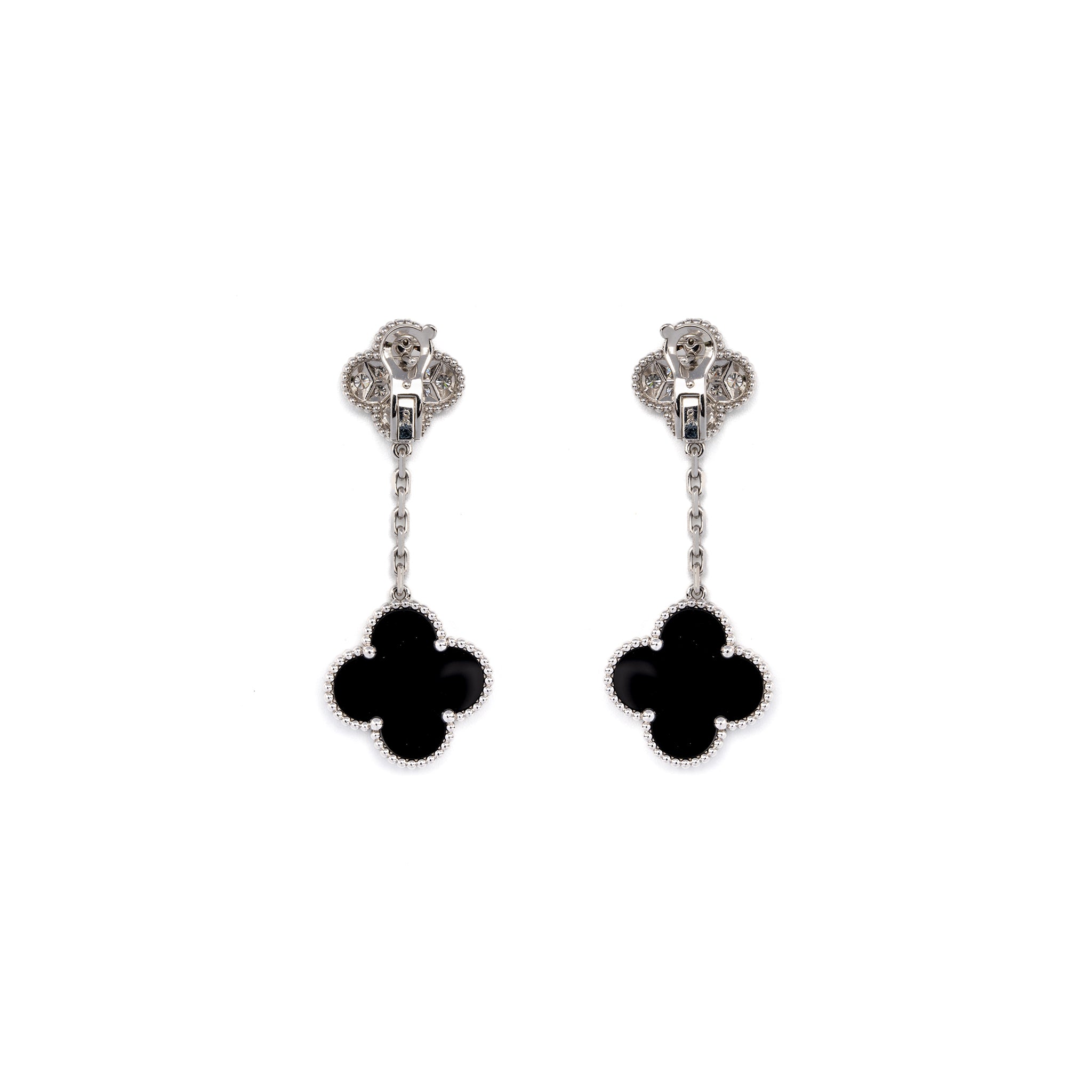 Van Cleef & Arpels Magic Alhambra 2-Motifs Earrings White Gold/ Onyx/ Diamonds - Image 3