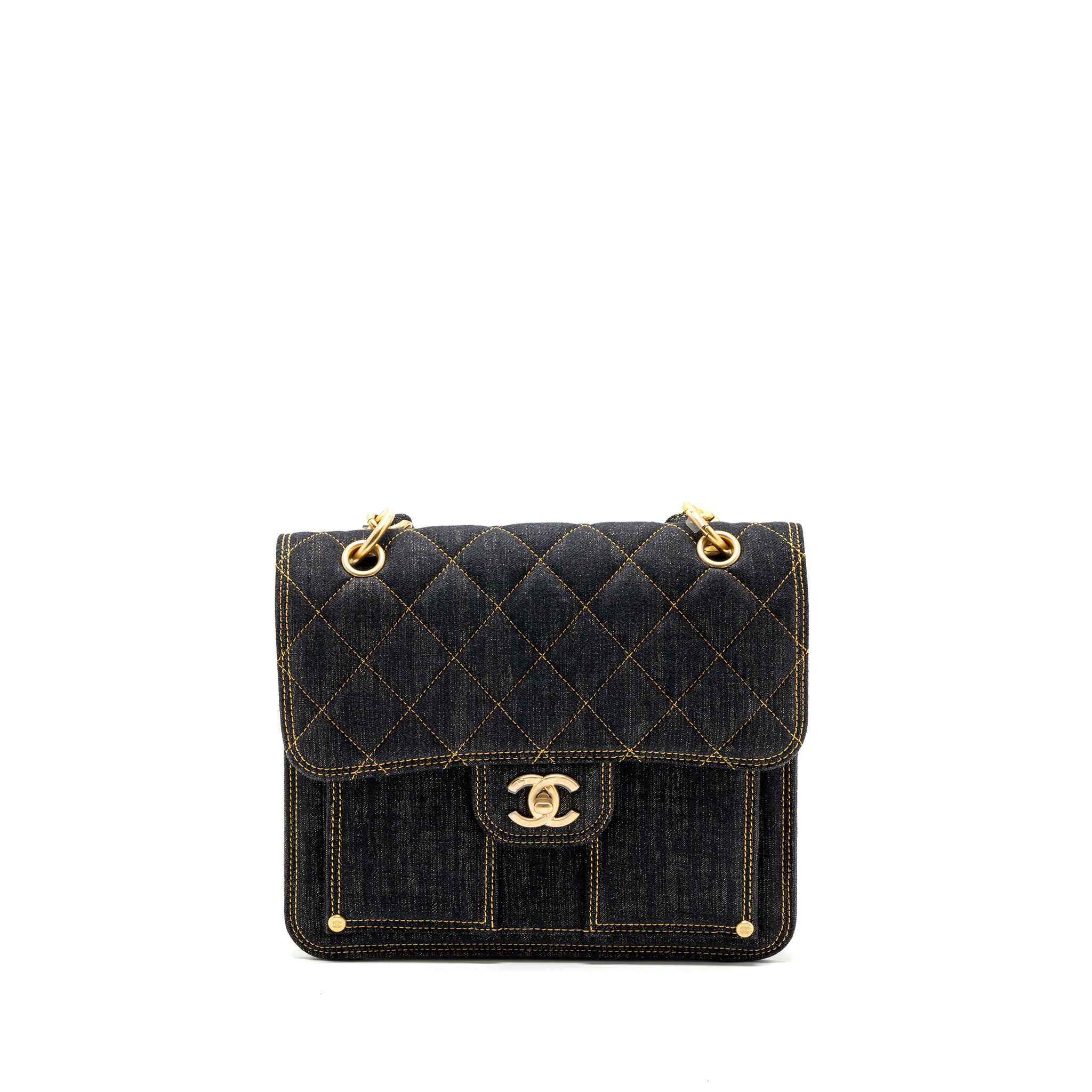 Chanel 23S flap backpack denim dark blue Brushed GHW (microchip)