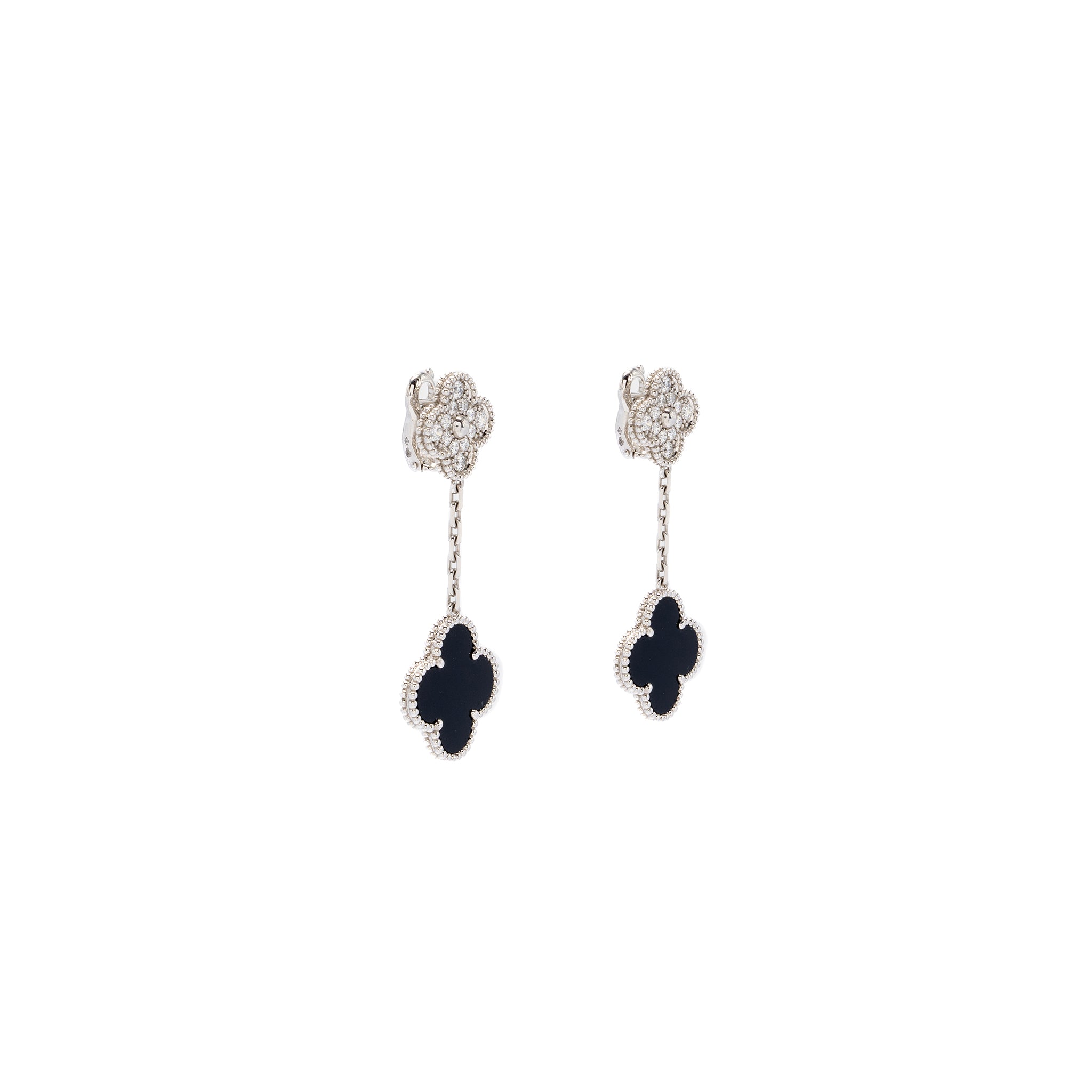 Van Cleef & Arpels Magic Alhambra 2-Motifs Earrings White Gold/ Onyx/ Diamonds - Image 4