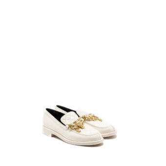Chanel Size 39 loafer with charm leather white GHW