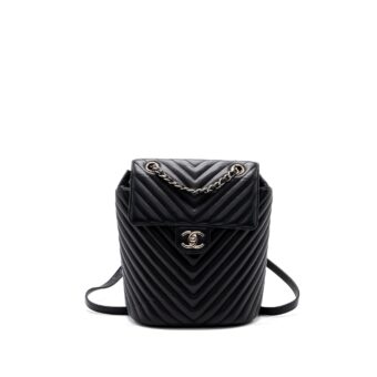 Chanel Small Urban Spirit Backpack Chevron Calfskin Black SHW