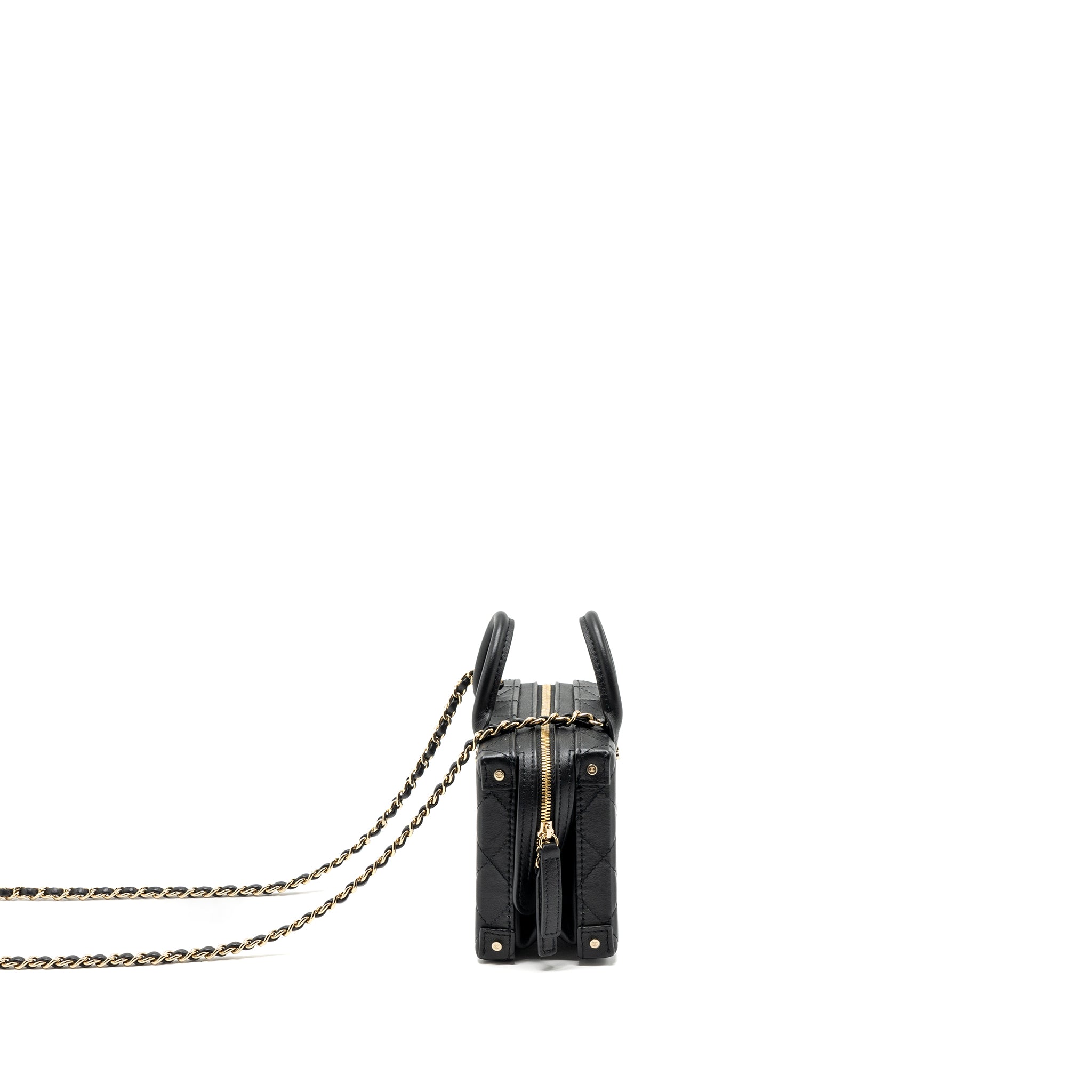 Chanel 22b Top Handle Small Vanity Case Calfskin Black GHW(Microchip) - Image 3