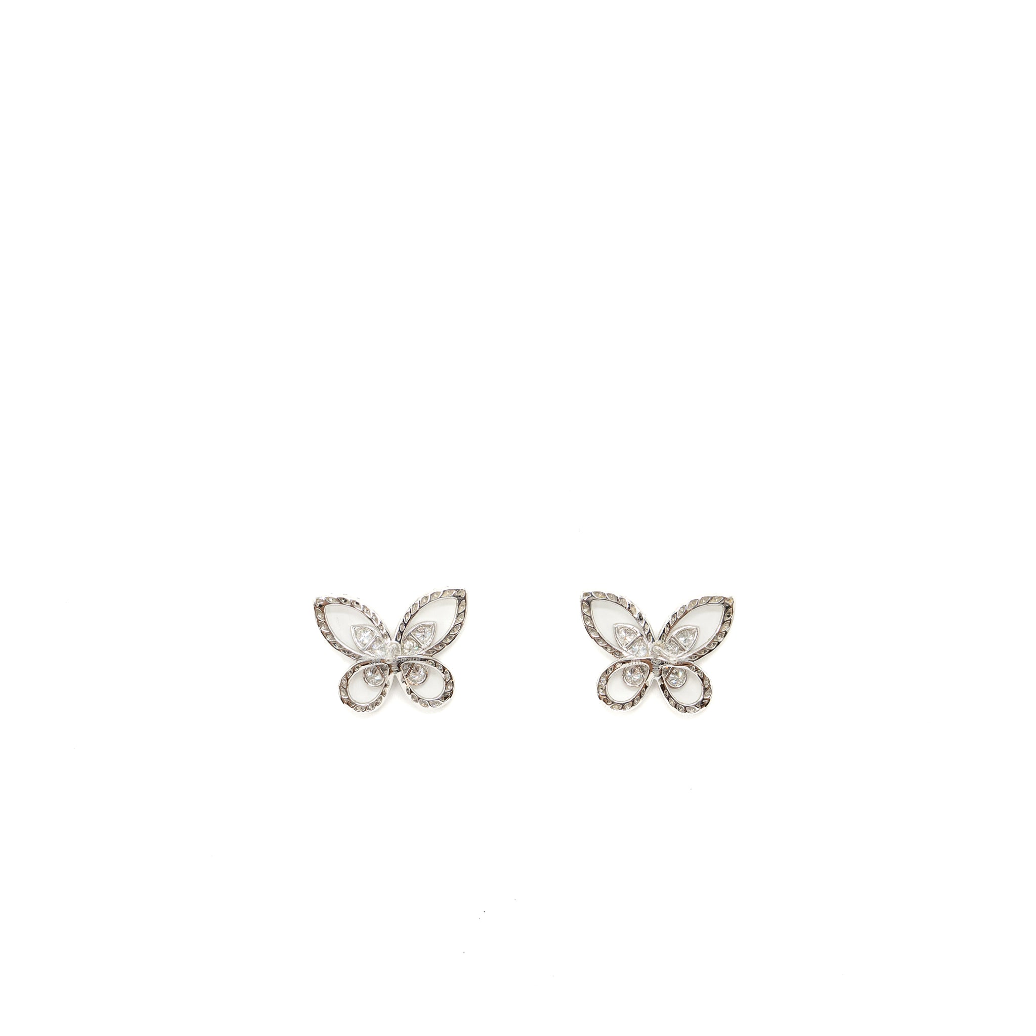 Graff Butterfly Silhouette Diamond Mini Stud Earrings White Gold - Image 4