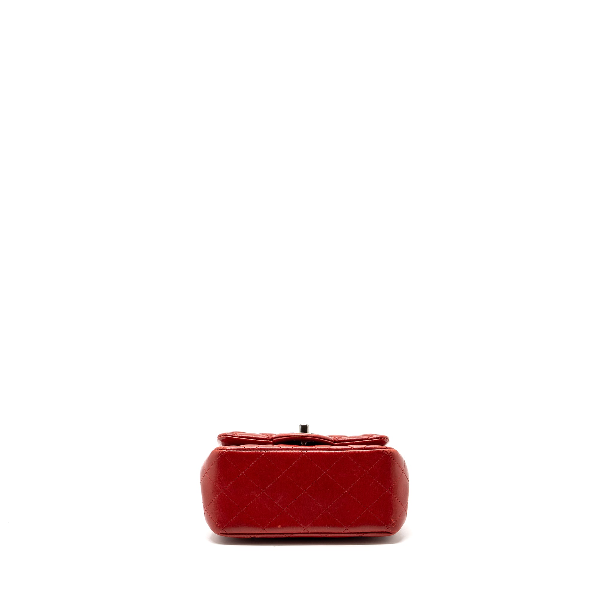 Chanel mini square flap bag lambskin Red black hardware - Image 6