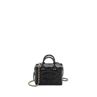Chanel 22b Top Handle Small Vanity Case Calfskin Black GHW(Microchip)